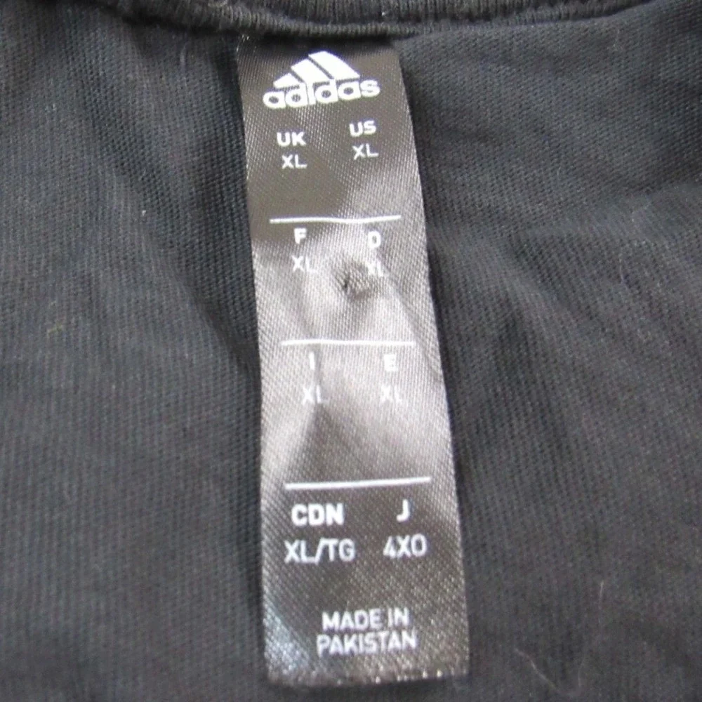 Adidas T Shirt Mens XL Black Gold Graphic Logo Short Sleeve Athleisure Tee Moto